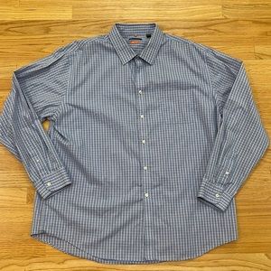 VAN HEUSEN Plaid Button Down Shirt - XXL 18-18.5 neck (blue & white)